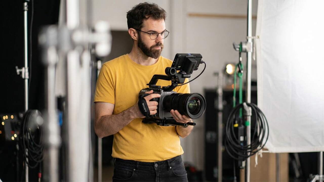 Matt on a video shoot inside a studio