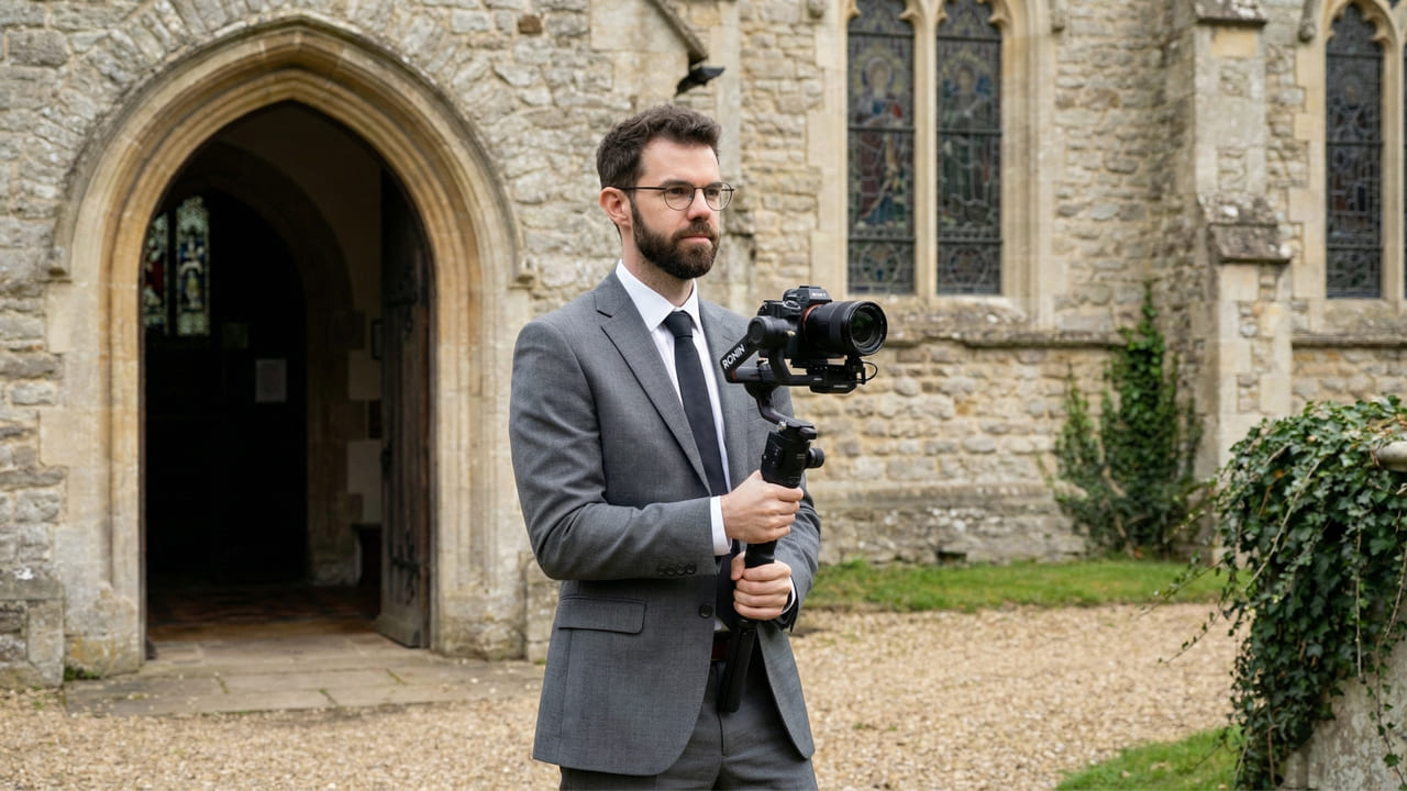 Matt on a wedding film shoot